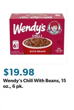 Sam's Club Wendy's Chili With Beans, 15 oz., 6 pk offer