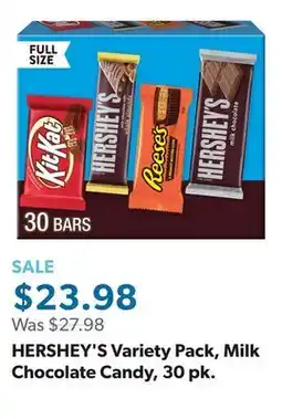 Sam's Club HERSHEY'S Variety Pack, Milk Chocolate Candy, 30 pk offer