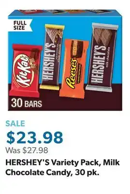 Sam's Club HERSHEY'S Variety Pack, Milk Chocolate Candy, 30 pk offer