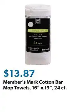 Sam's Club Member's Mark Cotton Bar Mop Towels, 16 x 19, 24 ct offer