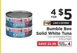 ShopRite Bumble Bee Solid White Tuna offer