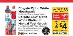 ShopRite Colgate Optic White Mouthwash / Colgate 360° Optic White Platinum Manual Toothbrush offer