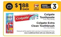 ShopRite Colgate Toothpaste / Colgate Extra Clean Toothbrush offer