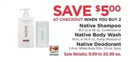 ShopRite Native Shampoo, Body Wash, or Deodorant offer