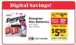 ShopRite Energizer Max Batteries offer