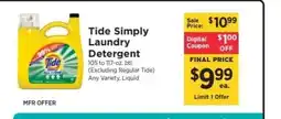 ShopRite Tide Simply Laundry Detergent offer