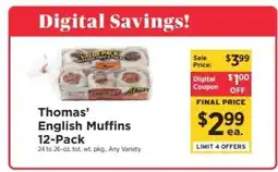 ShopRite Thomas' English Muffins 12-Pack offer