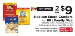 ShopRite Nabisco Snack Crackers or Ritz Family Size offer