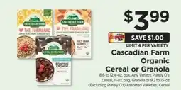 ShopRite Cascadian Farm Organic Cereal or Granola offer