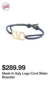 TJ Maxx Made In Italy Logo Cord Slider Bracelet offer
