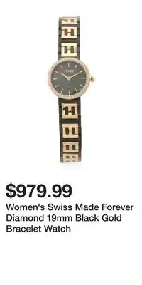 TJ Maxx Women's Swiss Made Forever Diamond 19mm Black Gold Bracelet Watch offer
