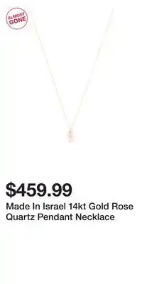 TJ Maxx Made In Israel 14kt Gold Rose Quartz Pendant Necklace offer