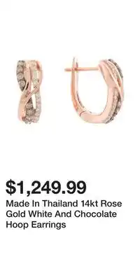 TJ Maxx Made In Thailand 14kt Rose Gold White And Chocolate Hoop Earrings offer