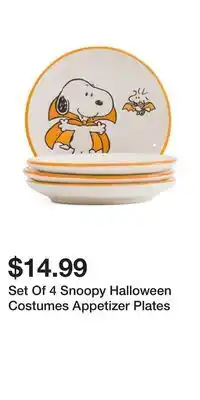 TJ Maxx Set Of 4 Snoopy Halloween Costumes Appetizer Plates offer
