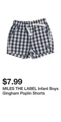TJ Maxx MILES THE LABEL Infant Boys Gingham Poplin Shorts offer
