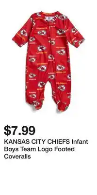 TJ Maxx KANSAS CITY CHIEFS Infant Boys Team Logo Footed Coveralls offer
