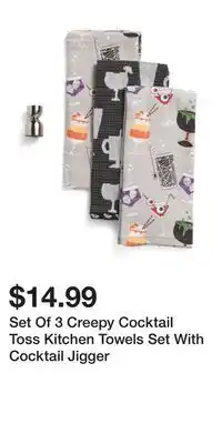 TJ Maxx Set Of 3 Creepy Cocktail Toss Kitchen Towels Set With Cocktail Jigger offer