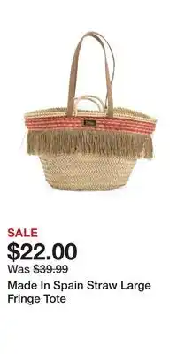 TJ Maxx Made In Spain Straw Large Fringe Tote offer