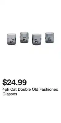 TJ Maxx 4pk Cat Double Old Fashioned Glasses offer