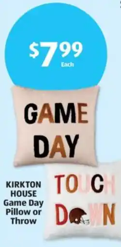 Aldi Kirkton house game day pillow or throw offer