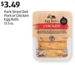 Aldi Park street deli pork or chicken egg rolls offer