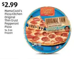 Aldi Mama cozzi's pizza kitchen original thin crust pepperoni pizza offer