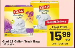 ACME Glad 13 Gallon Trash Bags offer