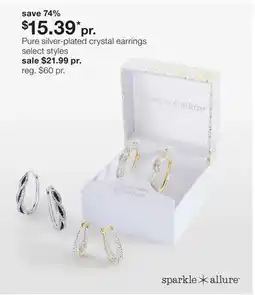 JC Penney Pure silver-plated crystal earrings offer