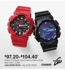 JC Penney Casio G-Shock men's red or black strap offer