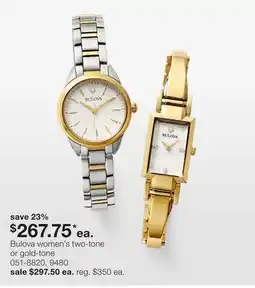 JC Penney Bulova women's two-tone or gold-tone offer