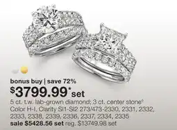 JC Penney 5 ct. t.w. lab-grown diamond 3 ct. center stone◊ offer