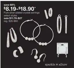 JC Penney Pure silver-plated crystal earrings offer
