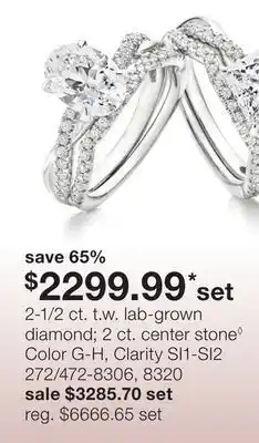 JC Penney 2-1/2 ct. t.w. lab-grown diamond 2 ct. center stone◊ offer