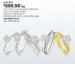 JC Penney 1 to 1-1/4 ct. t.w. lab-grown diamond 1/2 to 1 ct. center stone§ offer