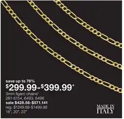 JC Penney 3mm figaro chains‡ offer