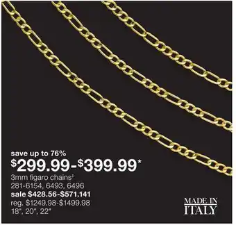 JC Penney 3mm figaro chains‡ offer