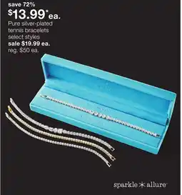 JC Penney Pure silver-plated tennis bracelets offer