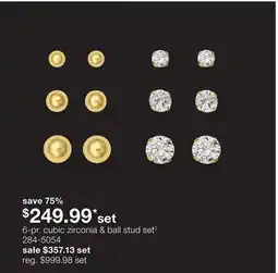 JC Penney 6-pr. cubic zirconia & ball stud set◊ offer