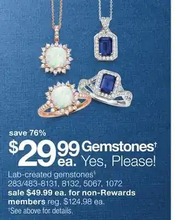 JC Penney Lab-created gemstones§ offer