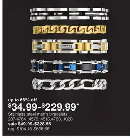 JC Penney Stainless steel men's bracelets offer