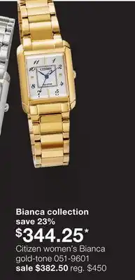 JC Penney Citizen women's Bianca gold-tone offer