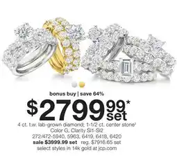 JC Penney 4 ct. t.w. lab-grown diamond 1-1/2 ct. center stone‡ offer