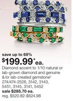 JC Penney Diamond accent to 1/10 natural or lab-grown diamond and genuine &/or lab-created gemstone‡ offer
