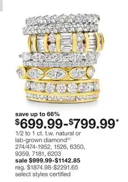 JC Penney 1/2 to 1 ct. t.w. natural or lab-grown diamond‡◊ offer
