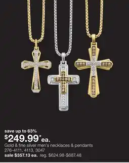 JC Penney Gold & fine silver men's necklaces & pendants offer