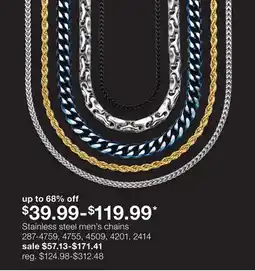 JC Penney Stainless steel men's chains offer