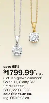 JC Penney 3 ct. lab-grown diamond◊ offer