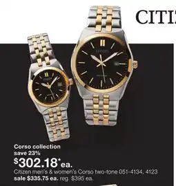 JC Penney Citizen men's & women's Corso two-tone offer