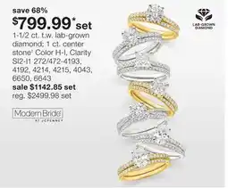 JC Penney 1-1/2 ct. t.w. lab-grown diamond 1 ct. center stone‡ offer