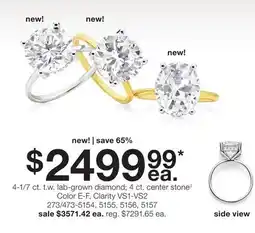 JC Penney 4-1/7 ct. t.w. lab-grown diamond 4 ct. center stone◊ offer